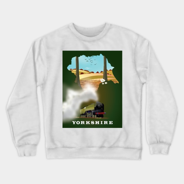 Yorkshire map travel poster Crewneck Sweatshirt by nickemporium1